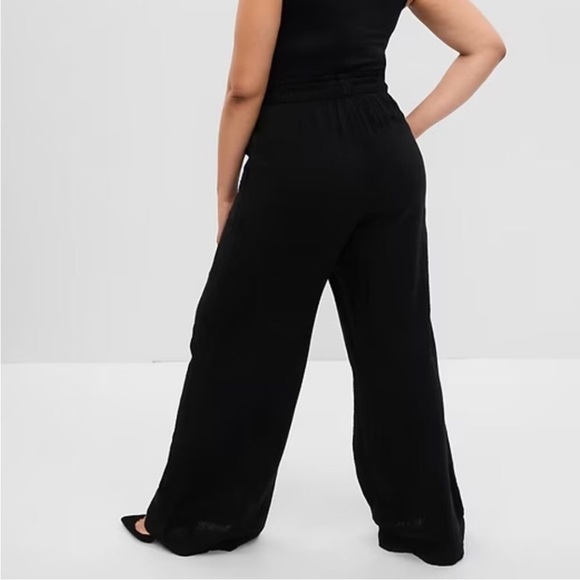 NWT! GAP Black Wide-Leg Gauzy Crinkle Pants Lightweight - Multiple 💎 - Picture 7 of 8
